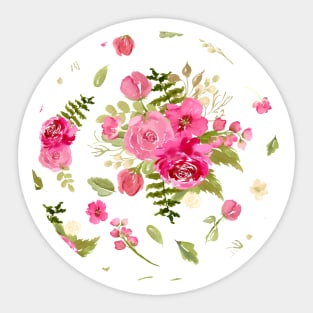 Rose Pink Florals | Watercolor | Sticker